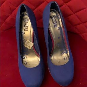 BRASH Blue/Pink/Purple Platform Faux Suede microfiber Round Toe Heels Sz 8.5